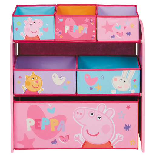 Peppa Pig Wooden Toy Organiser with 6 Storage Bins