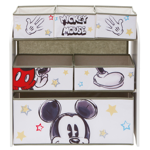 Mickey Mouse Classic Wooden Toy Organizer with 6 Storage Bins