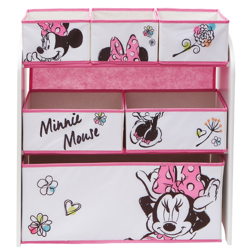 Minnie Mouse Classic Wooden Toy Organiser with 6 Storage Bins