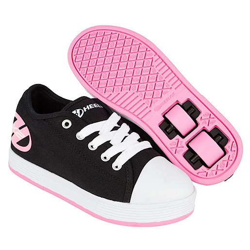 Heelys Size 3 X2 Fresh Black & Pink Skate Shoes