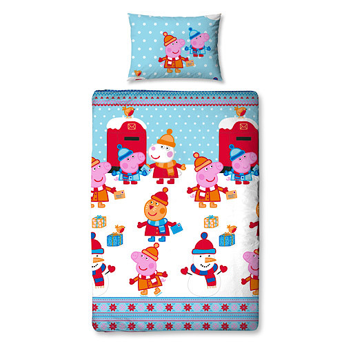 Peppa Pig Christmas Letters Single Rotary Duvet Cover The