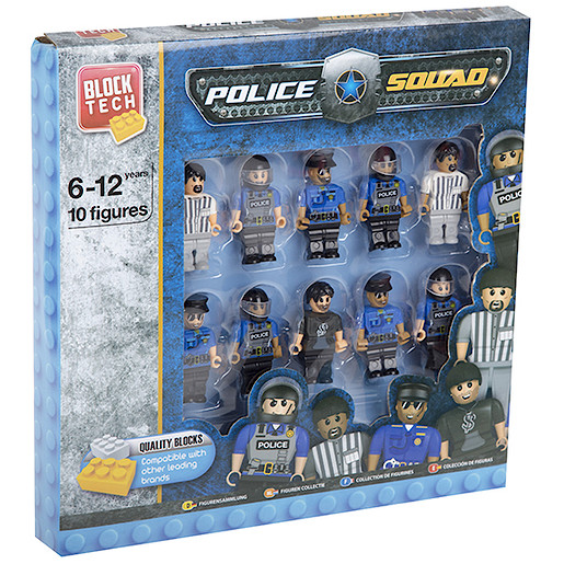 NEW 10 POLICE SQUAD FIGURES BLOCK TECH QUALITY BLOCKS 6-12 YEARS 219804 